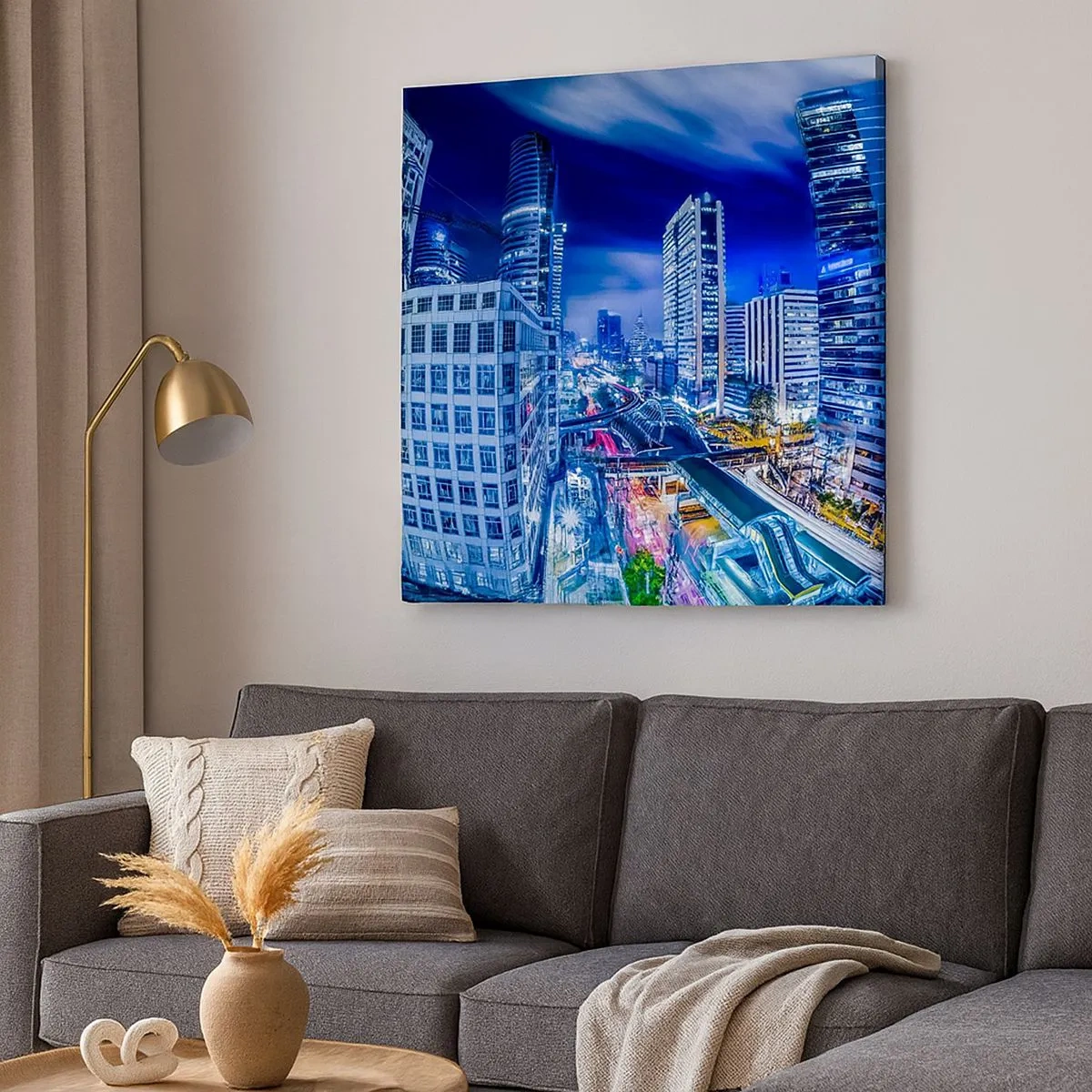 Obraz na plátne - Rytmy nočného mesta - 30x30 cm