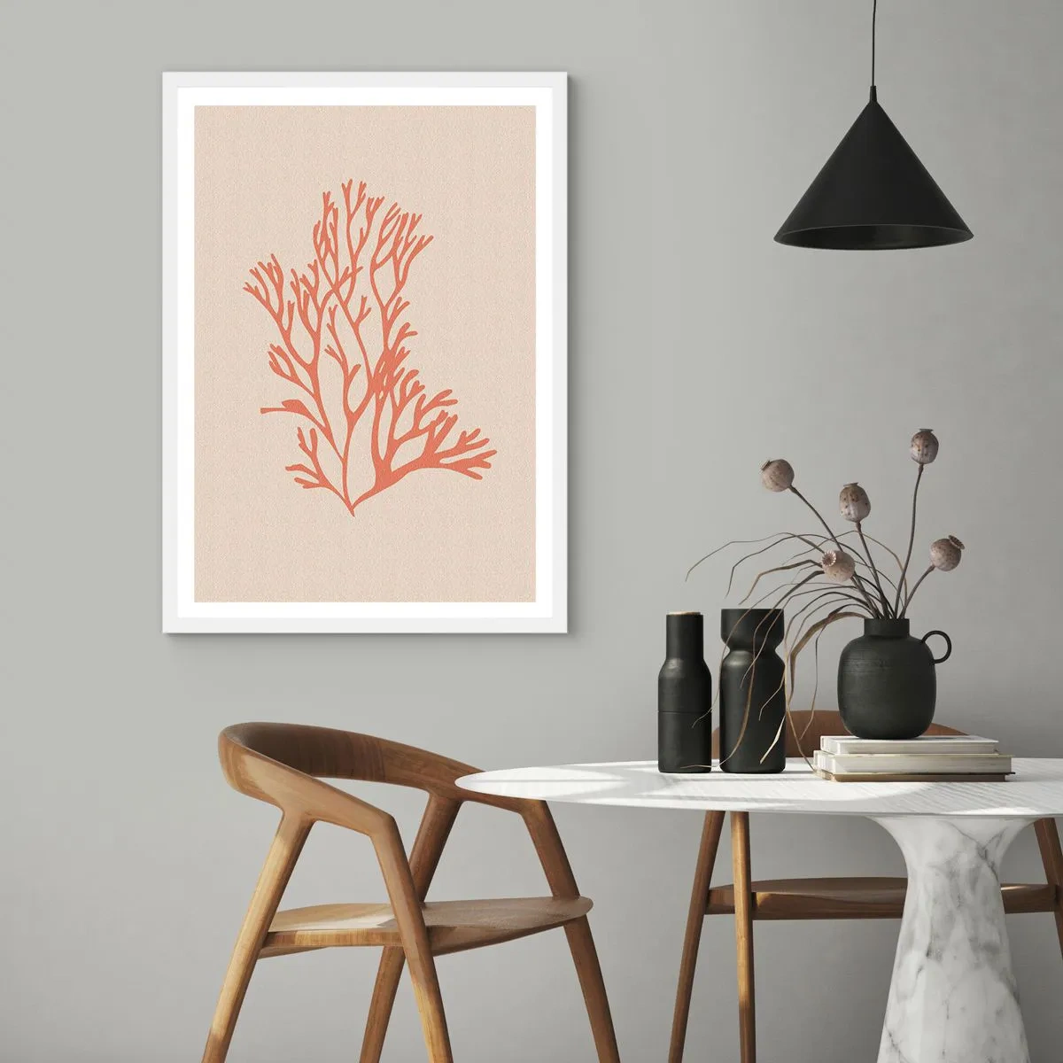 Plagát v bielom ráme - Koralový filigrán - 50x70 cm