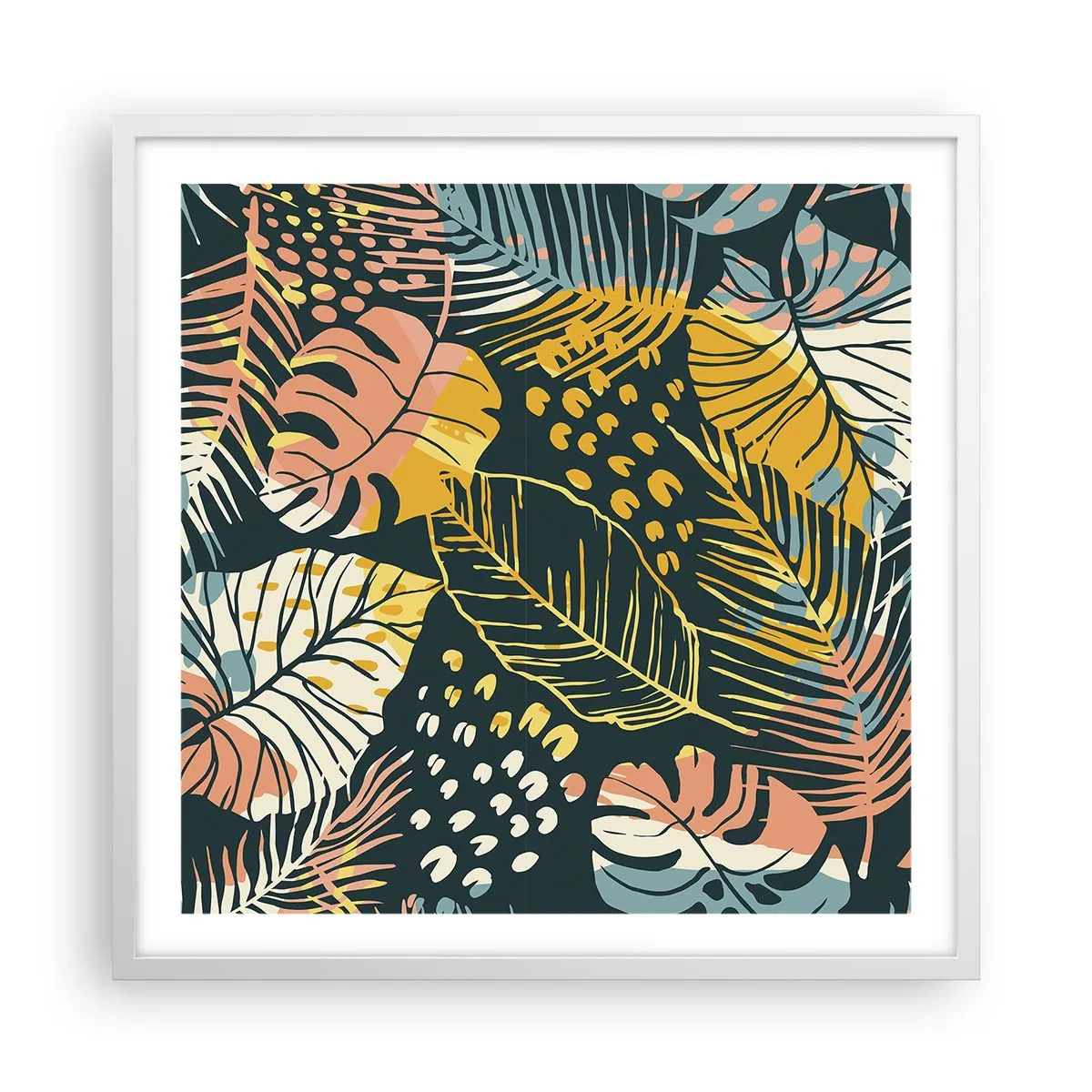 Plagát v bielom ráme - Listová fantázia - 60x60 cm