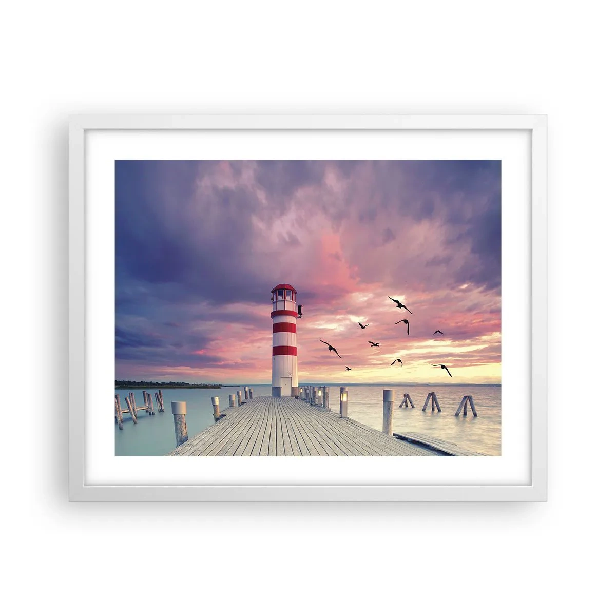 Plagát v bielom ráme - Čas ísť do prístavu - 50x40 cm