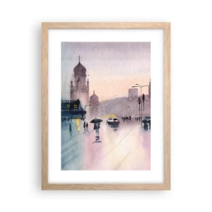 Plagát v ráme zo svetlého duba - V daždivom opare - 30x40 cm