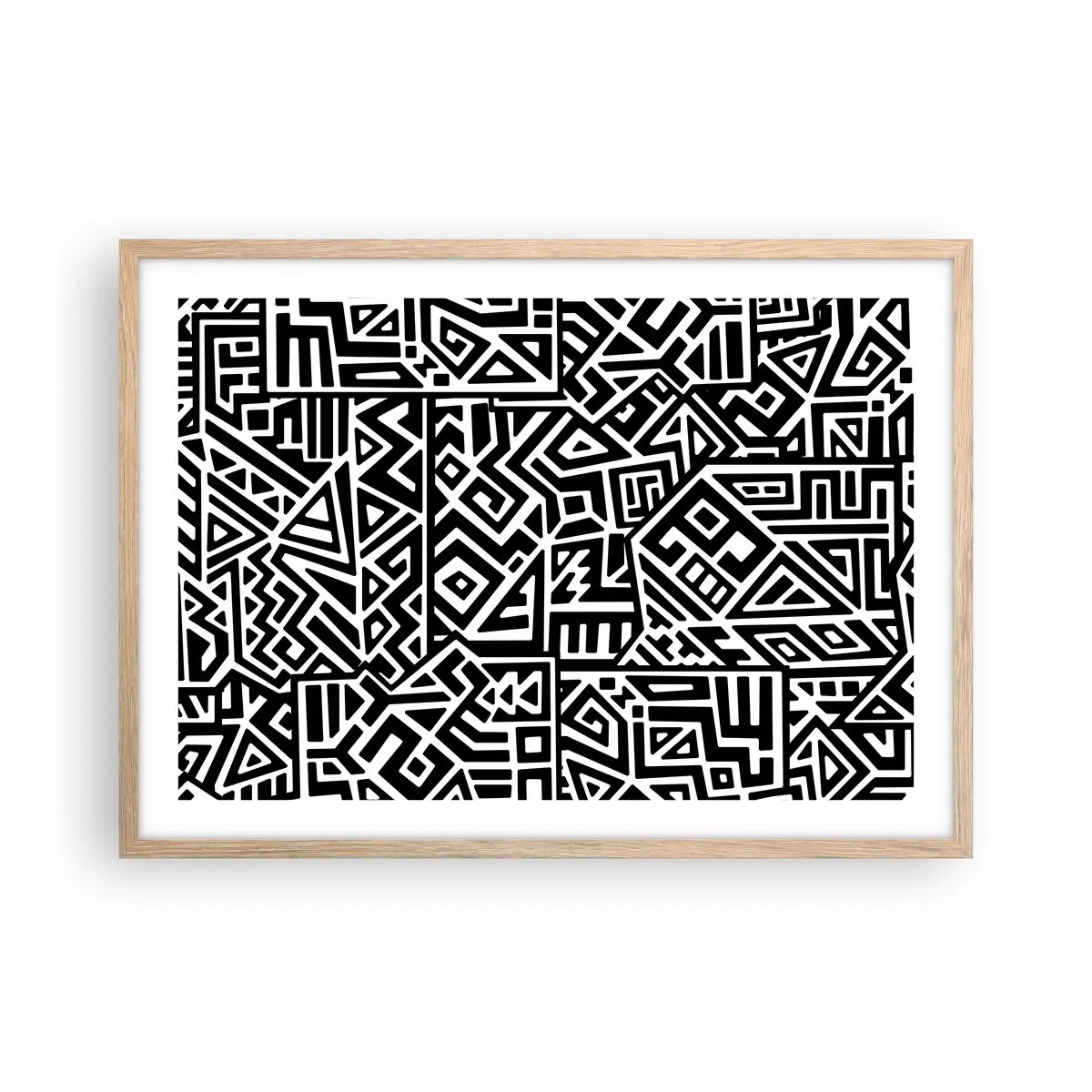 Plagát v ráme zo svetlého duba - Predkolumbovská kompozícia - 70x50 cm