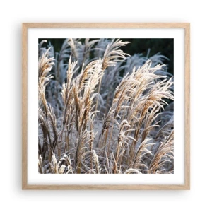 Plagát v ráme zo svetlého duba - Mrazom pokryté - 50x50 cm