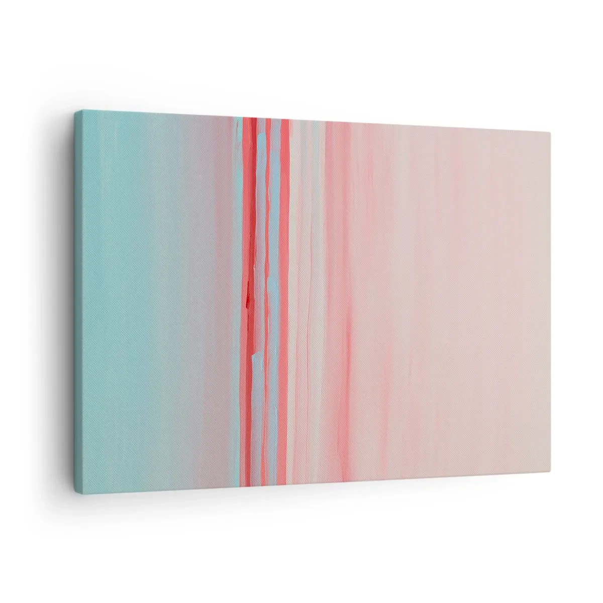 Obraz na plátne - Pastelové línie v odtieňoch ružovej a modrej v minimalistickej kompozícii - 70x50cm - Abstrakcia za úsvitu - Moderná nástenná dekorácia do obývacej izby a spálne ARTTOR
