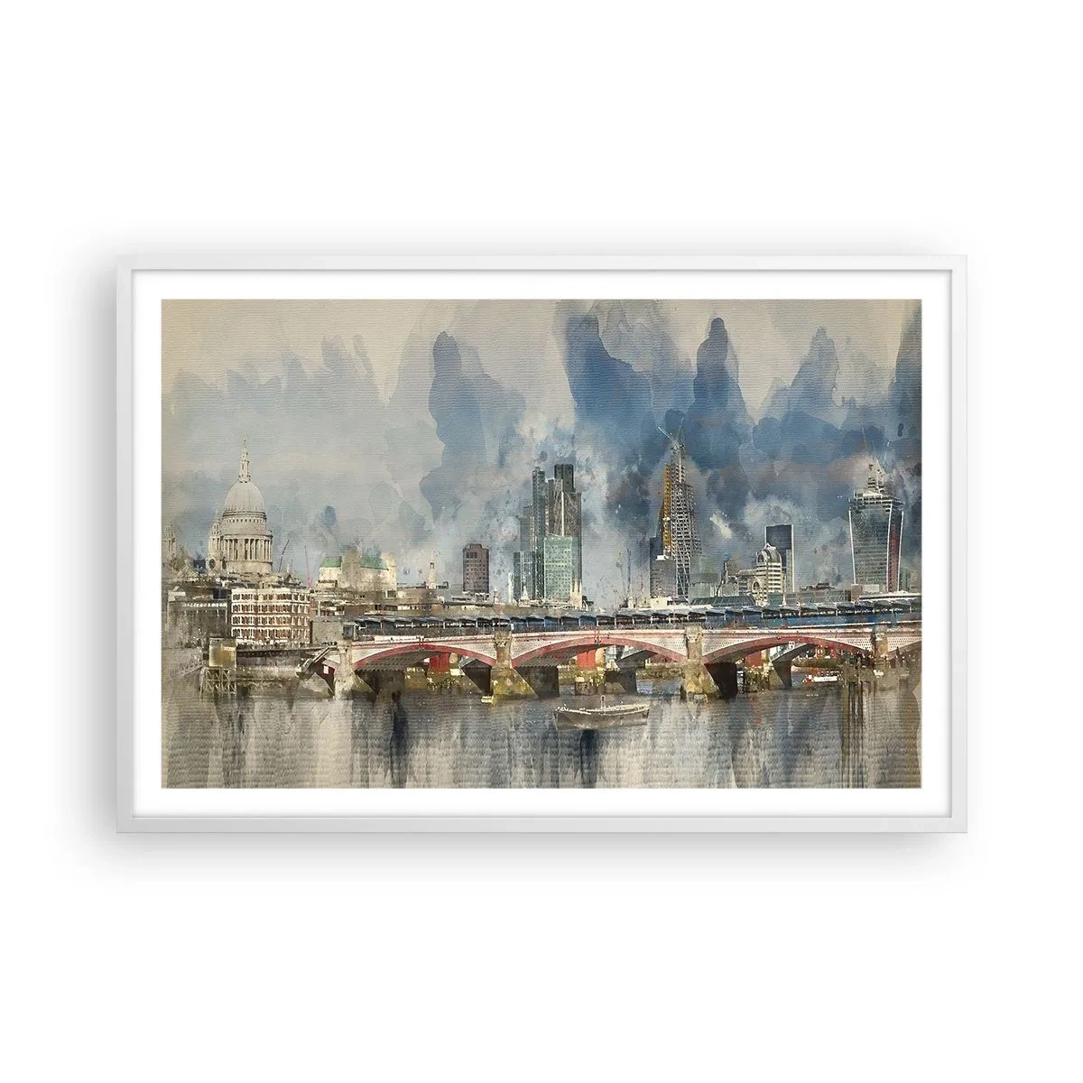 Plagát v bielom ráme - Londýn v celej svojej kráse - 91x61 cm