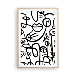 Plagát v ráme zo svetlého duba - Tváre a preludy - 61x91 cm