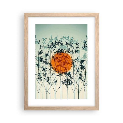 Plagát v ráme zo svetlého duba - Japonské slnko - 30x40 cm