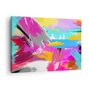 Obraz na plátne - Dynamická abstrakcia v intenzívnych farbách - 70x50cm - Šmuha, šmuha, sama šmuha - Moderná nástenná dekorácia do obývacej izby a spálne ARTTOR