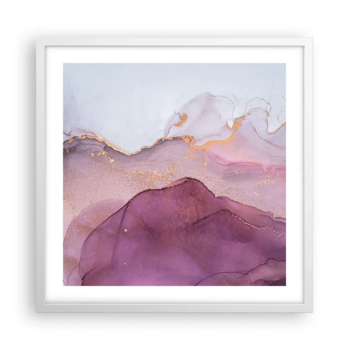 Plagát v bielom ráme - Fialové a ľalové vlny - 50x50 cm