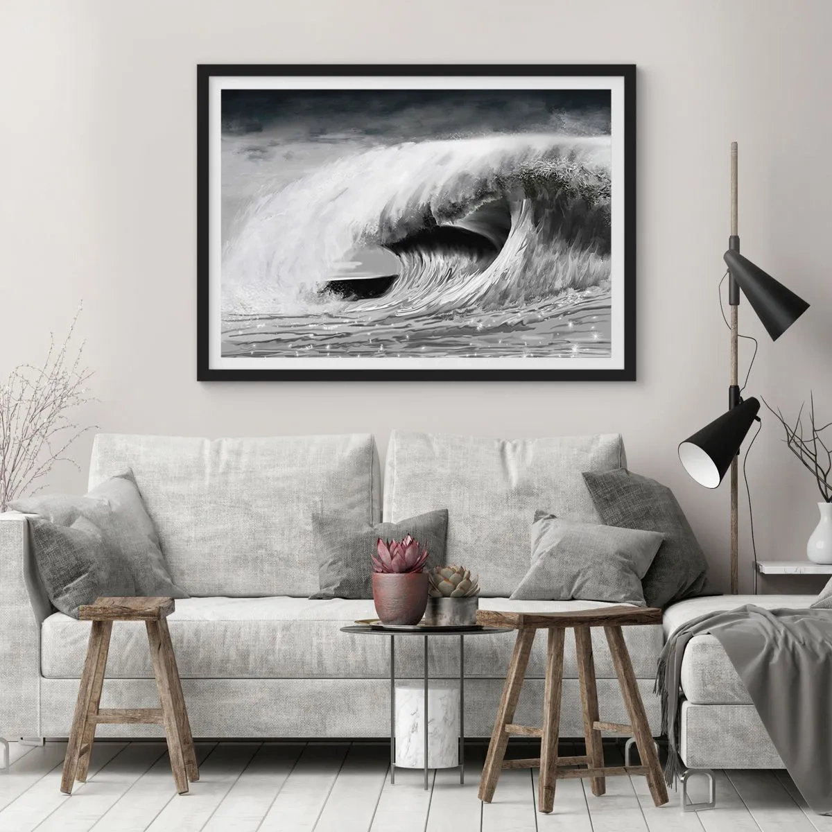 Plagát v čiernom ráme - Hnev oceánu - 40x30 cm