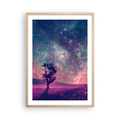 Plagát v ráme zo svetlého duba - Pod magickou oblohou - 50x70 cm