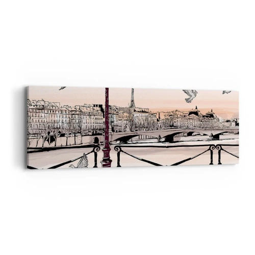 Obraz na plátne - Nad strechami Paríža - 90x30 cm