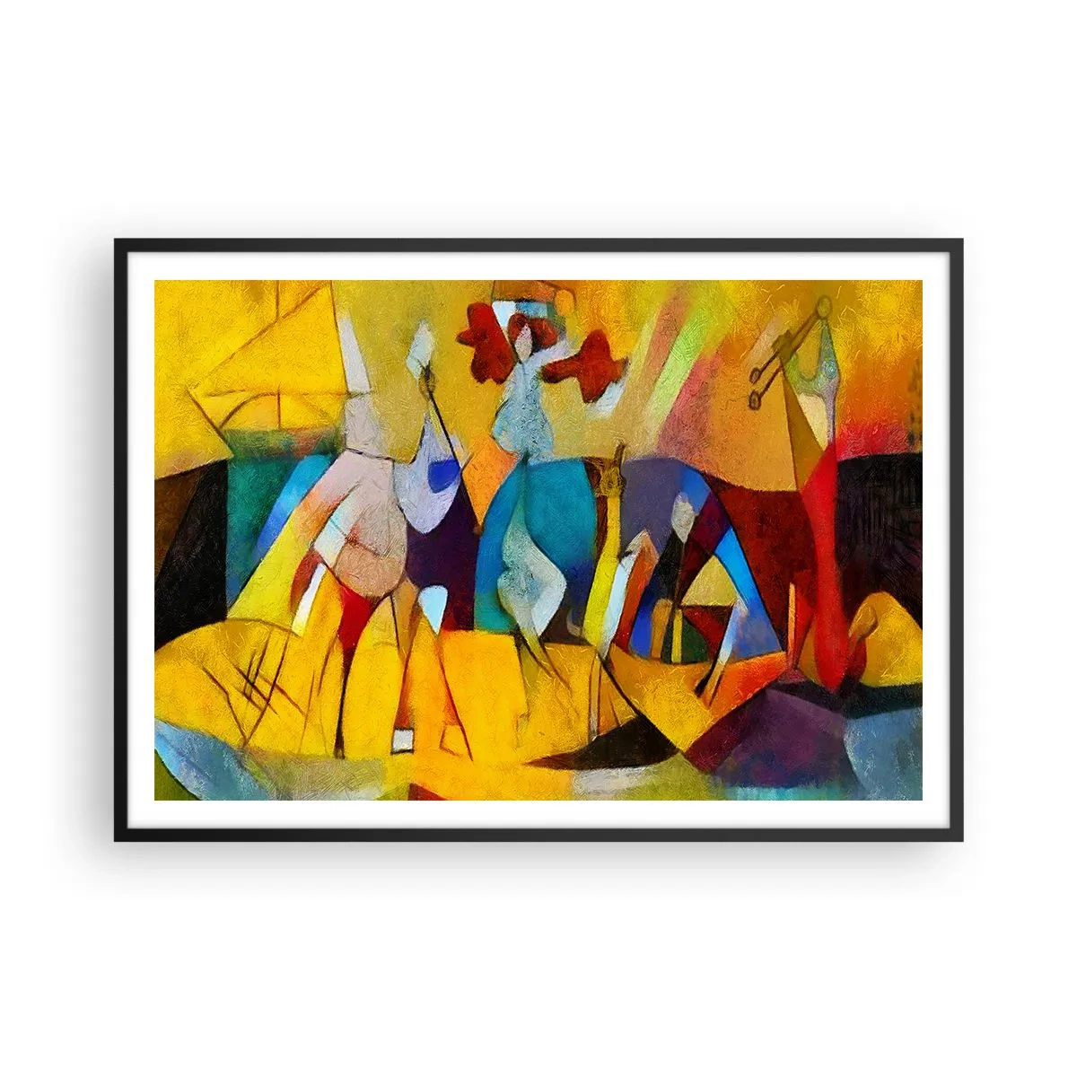 Plagát v čiernom ráme - Slnko - život - radosť - 100x70 cm