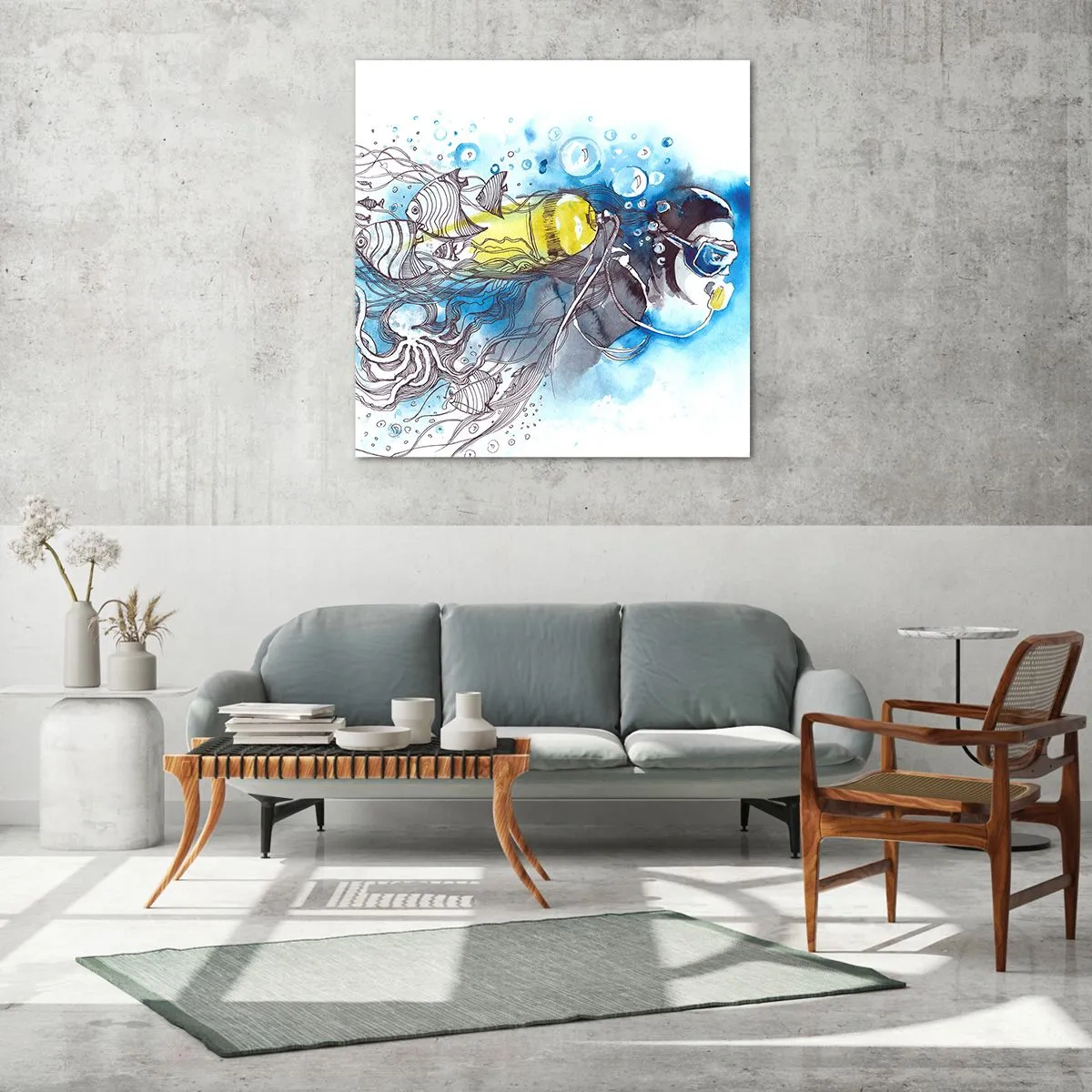 Obraz na skle - Veľká modrá - 40x40 cm