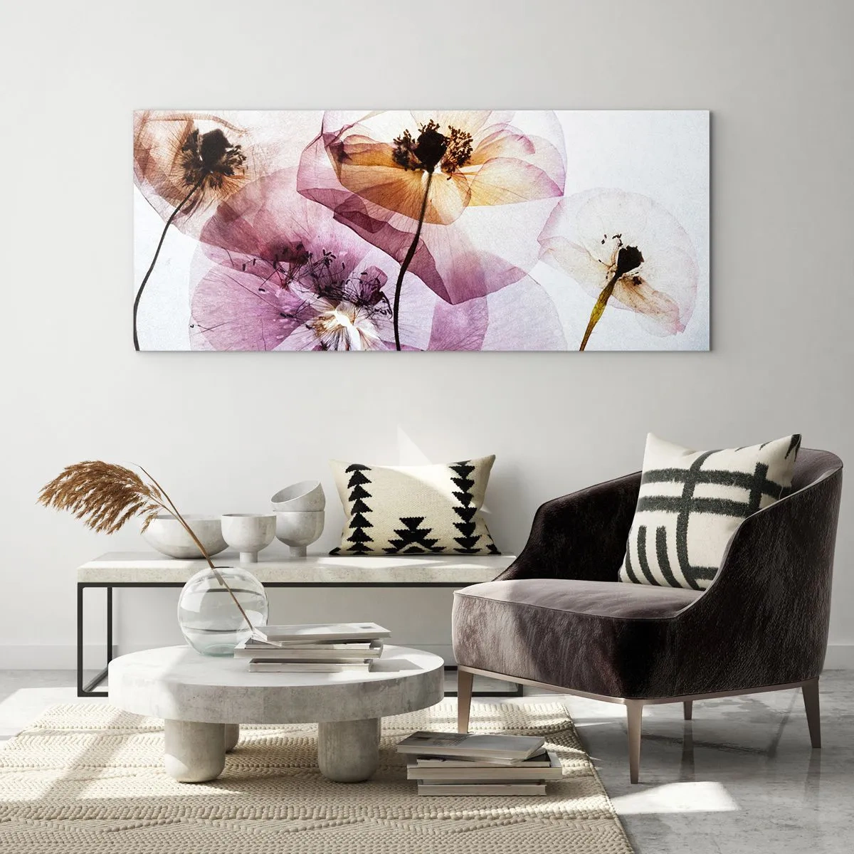 Obraz na skle - Priehľadné telá kvetín - 120x50 cm