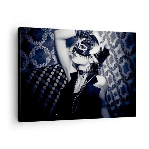 Obraz na plátne - Žena v benátskej maske na pozadí zdobených vzorov. - 70x50cm - Dekorácie, ozdoby, vzory… - Moderná nástenná dekorácia do obývacej izby a spálne ARTTOR