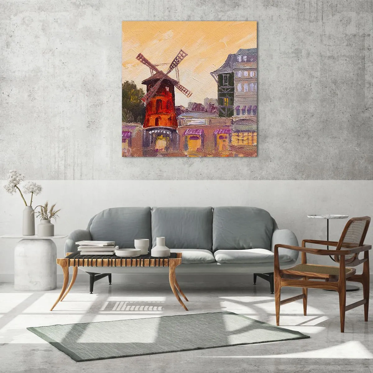 Obraz na skle - Parížske ikony – Moulin Rouge - 30x30 cm