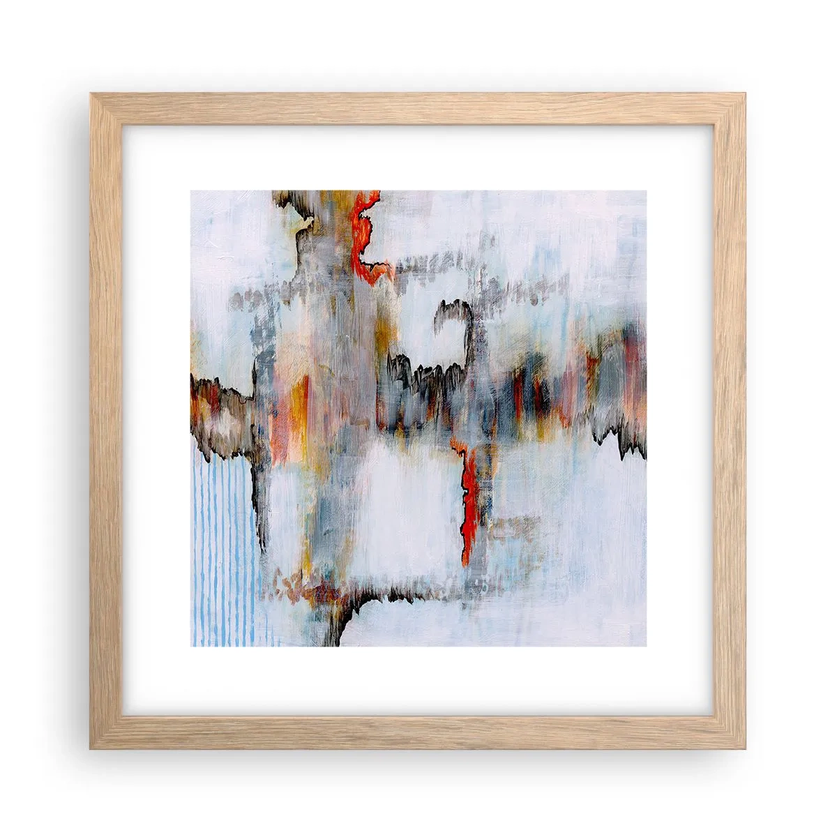 Plagát v ráme zo svetlého duba - Paličkou po vode - 30x30 cm