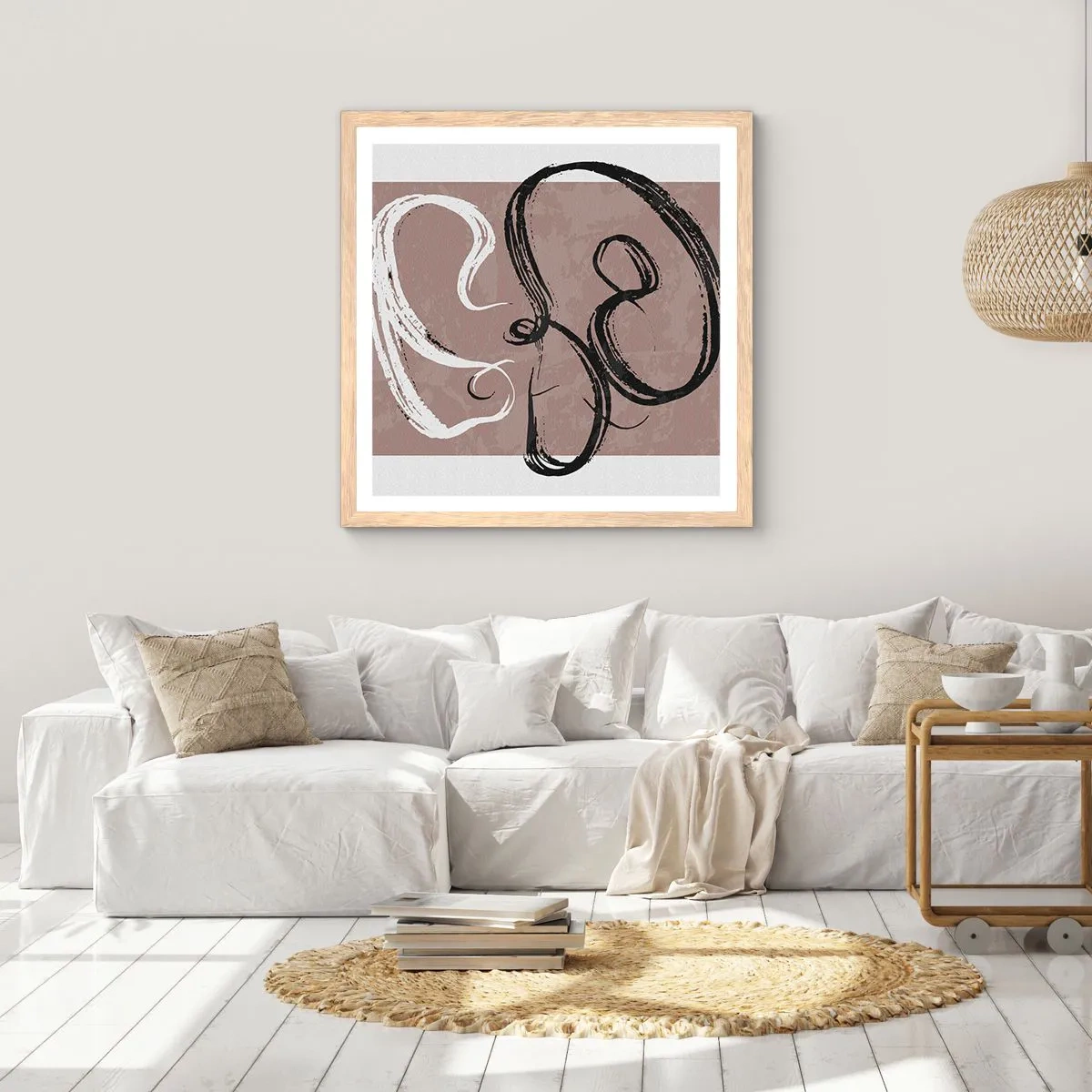 Plagát v ráme zo svetlého duba - Kompozícia – hľadanie úplnosti - 60x60 cm