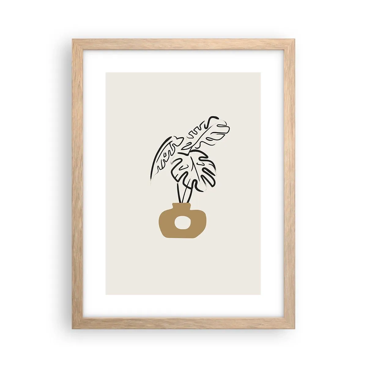 Plagát v ráme zo svetlého duba - Monstera – ozdoba pre domácnosť - 30x40 cm
