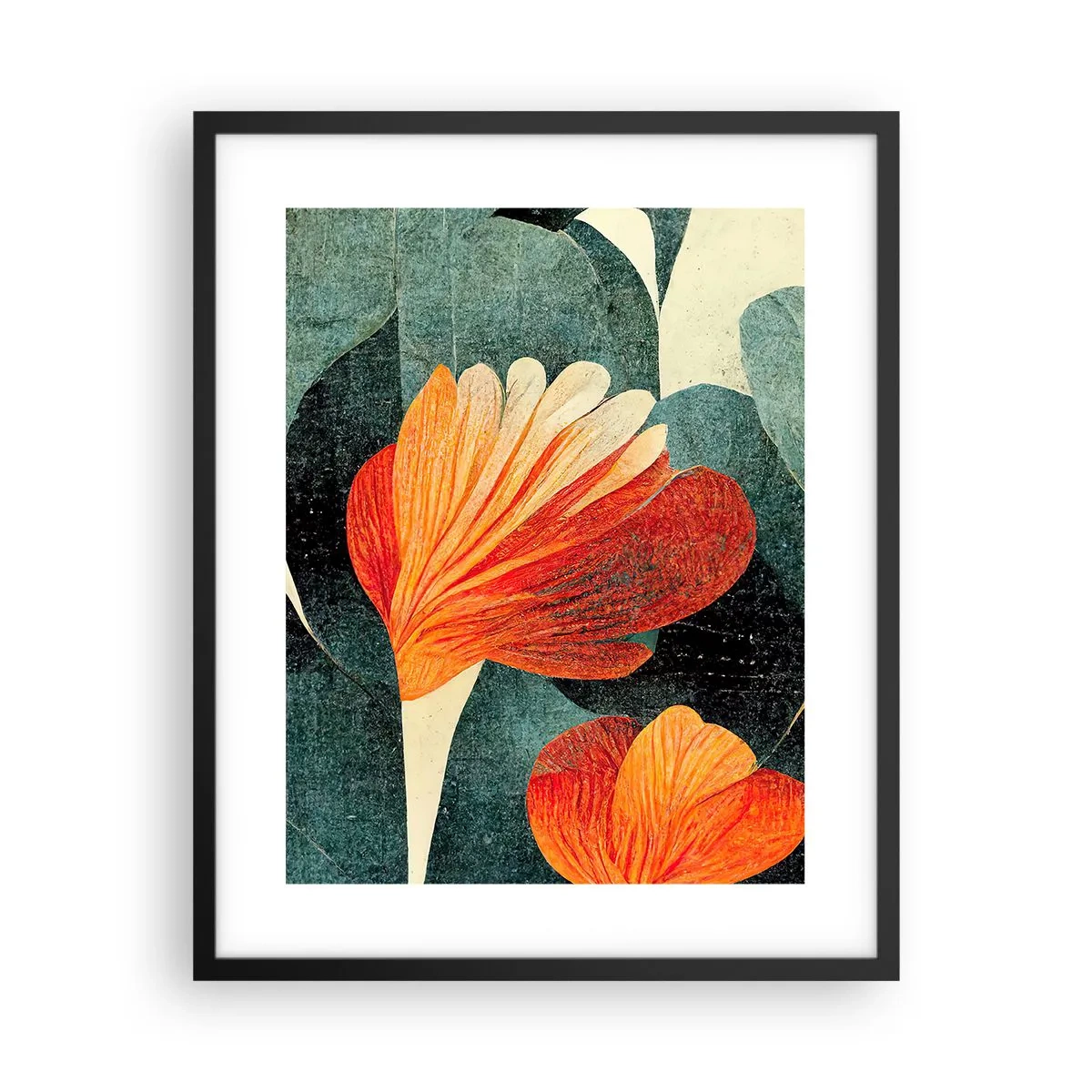 Plagát v čiernom ráme - Tropické horúco a chlad zelene - 40x50 cm