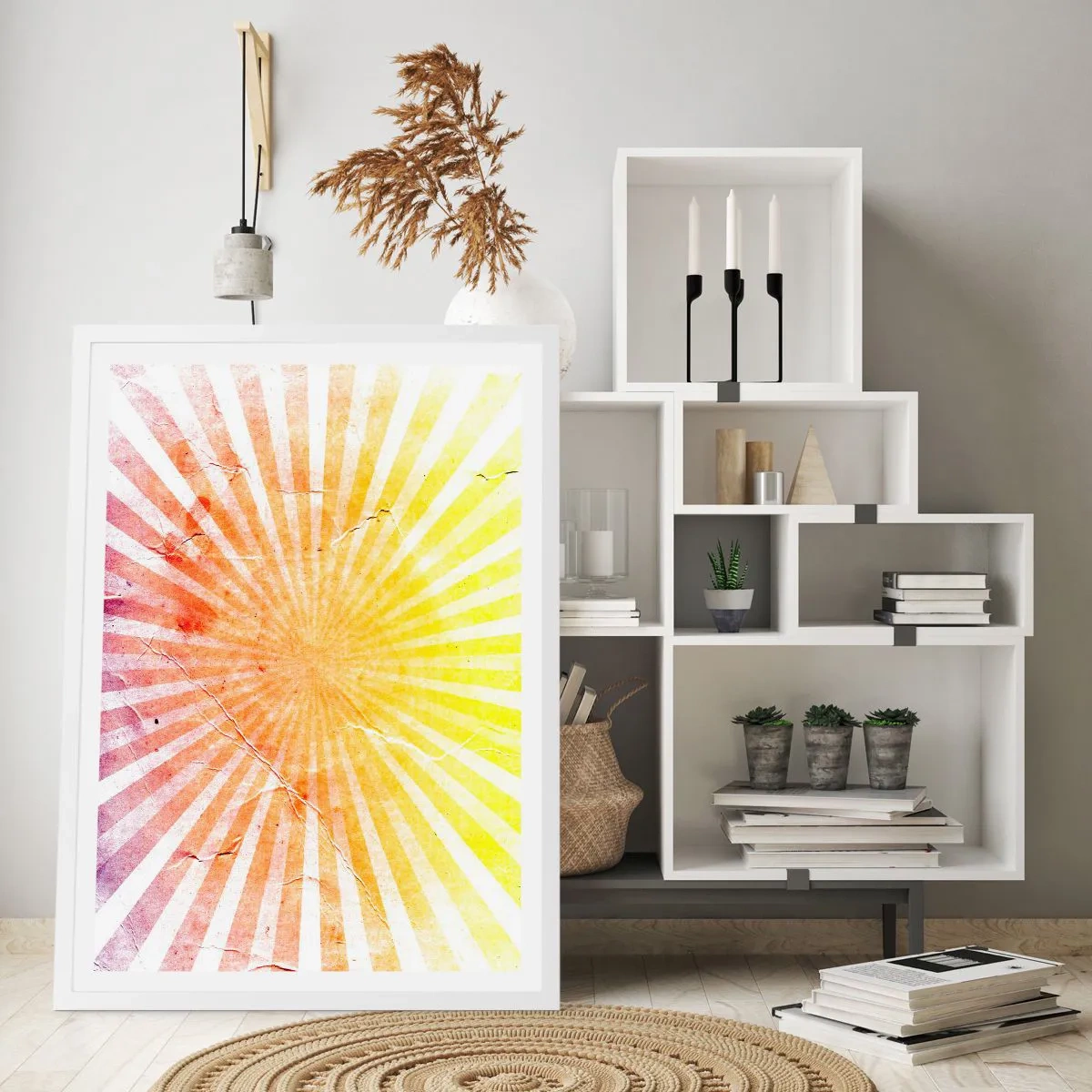Plagát v bielom ráme - Východy a západy - 61x91 cm