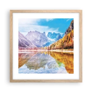 Plagát v ráme zo svetlého duba - A v horách už je jeseň - 40x40 cm