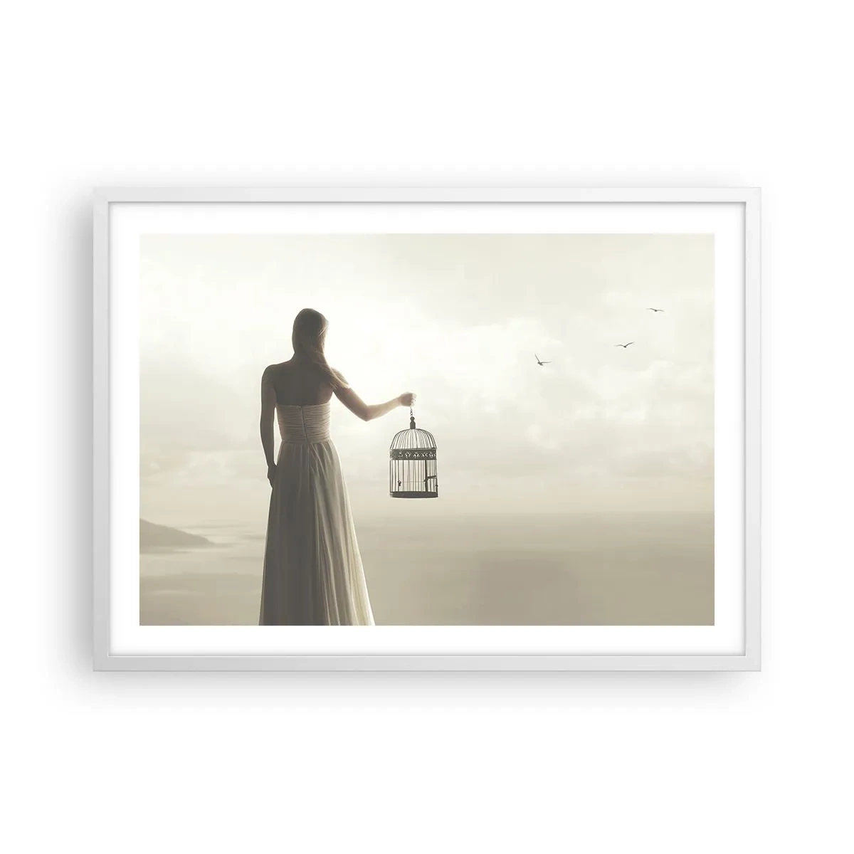 Plagát v bielom ráme - Buď slobodná - 70x50 cm