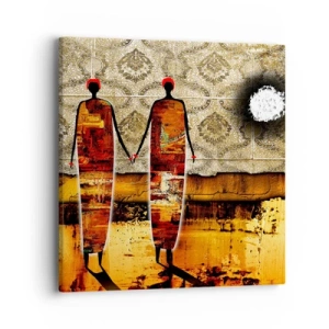 Obraz na plátne - Etnická kompozícia vo farbách Afriky - 40x40 cm