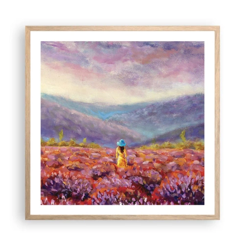 Plagát v ráme zo svetlého duba - V levanduľovom svete - 60x60 cm