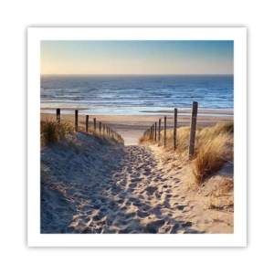 Plagát - Šumenie mora, spev vtákov, divoká pláž uprostred trávy… - 60x60 cm