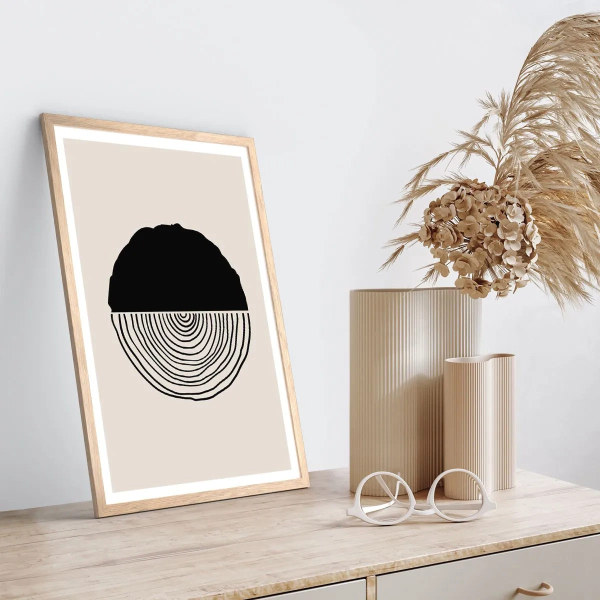 Plagát v ráme zo svetlého duba - Pol na pol - 50x70 cm