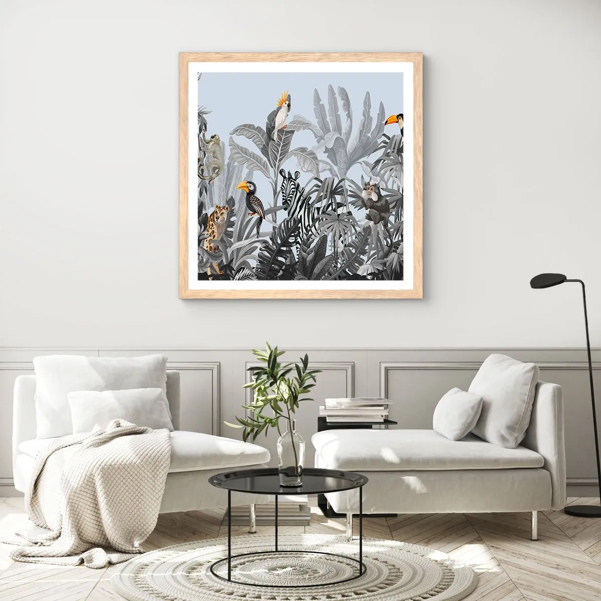 Plagát v ráme zo svetlého duba - Africká rozprávka - 60x60 cm