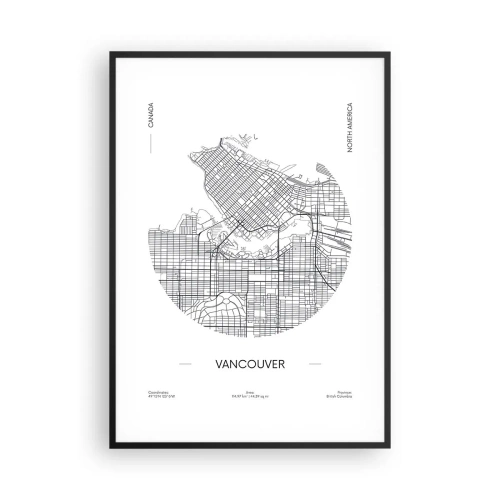 Plagát v čiernom ráme - Anatómia Vancouveru - 70x100 cm