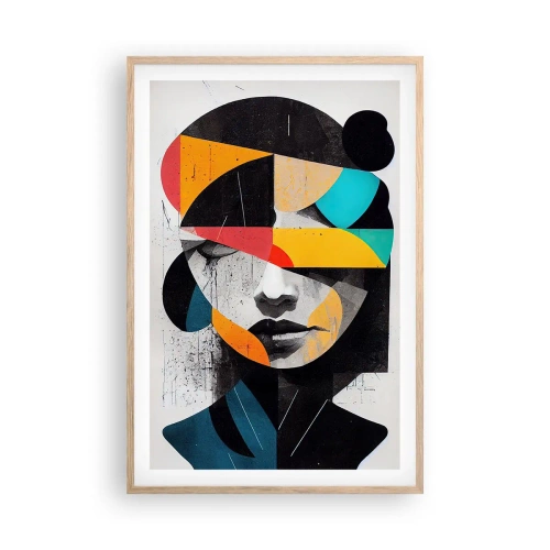 Plagát v ráme zo svetlého duba - Pestrofarebný vnútorný portrét - 61x91 cm