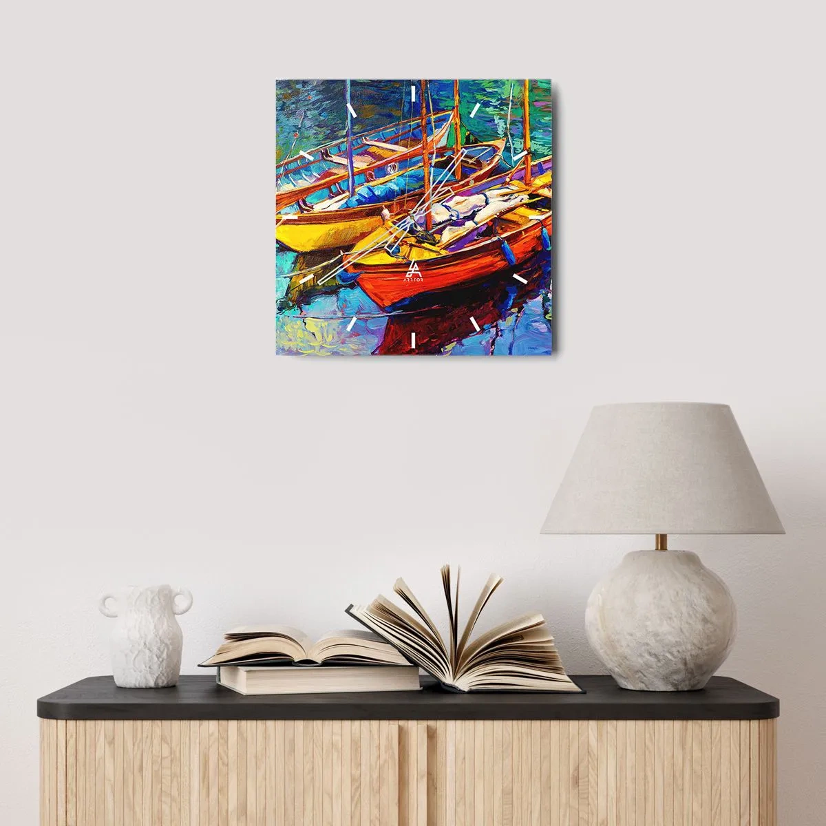 Nástenné hodiny - Na vode hustej od farieb - 30x30 cm
