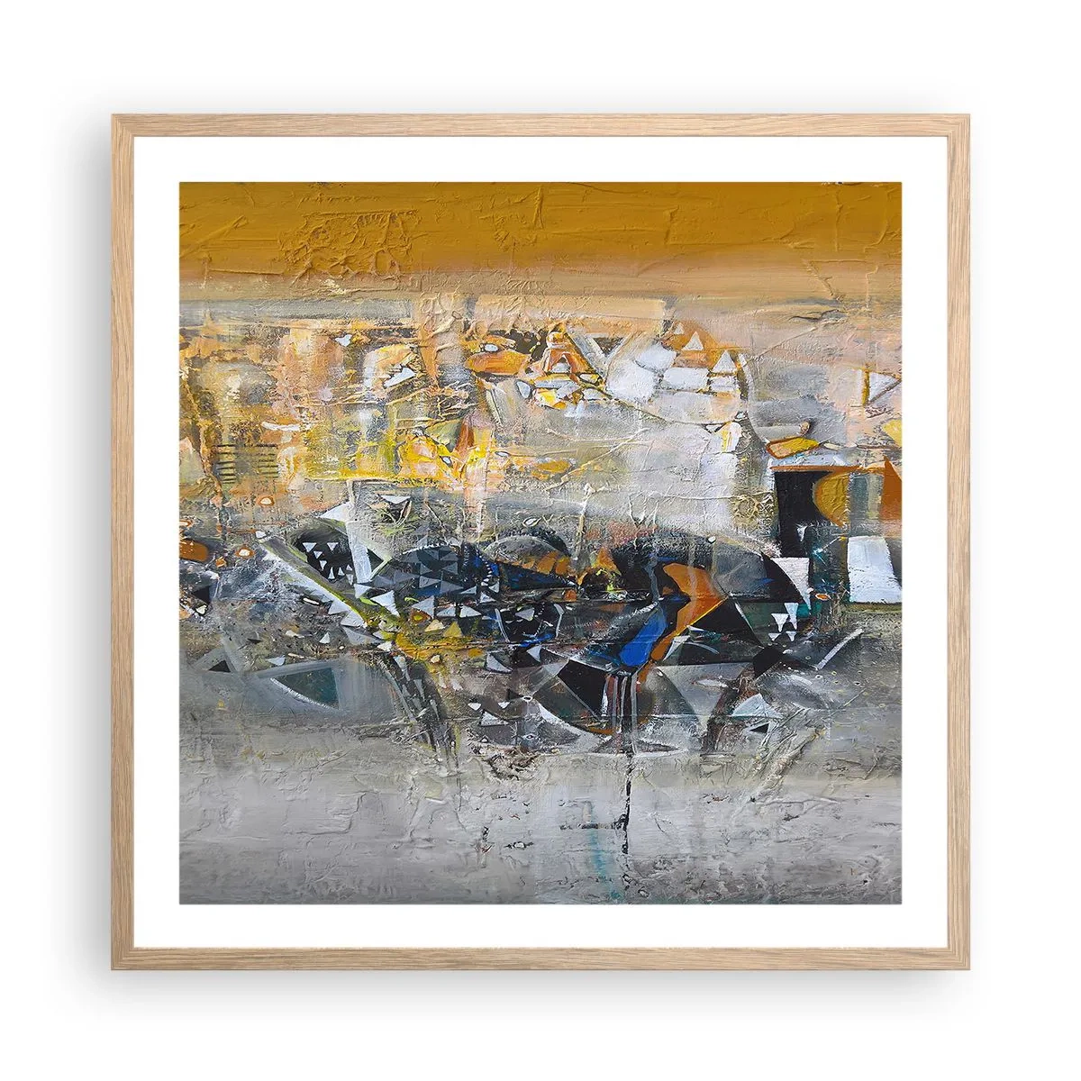 Plagát v ráme zo svetlého duba - Všetko sa podarí - 60x60 cm