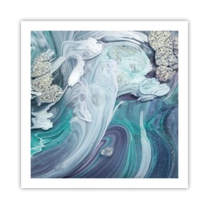 Plagát - Prúdy modrej - 60x60 cm