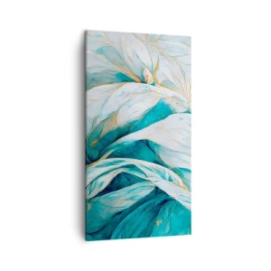 Obraz na plátne - Modrá abstrakcia so zlatým motívom - 45x80 cm