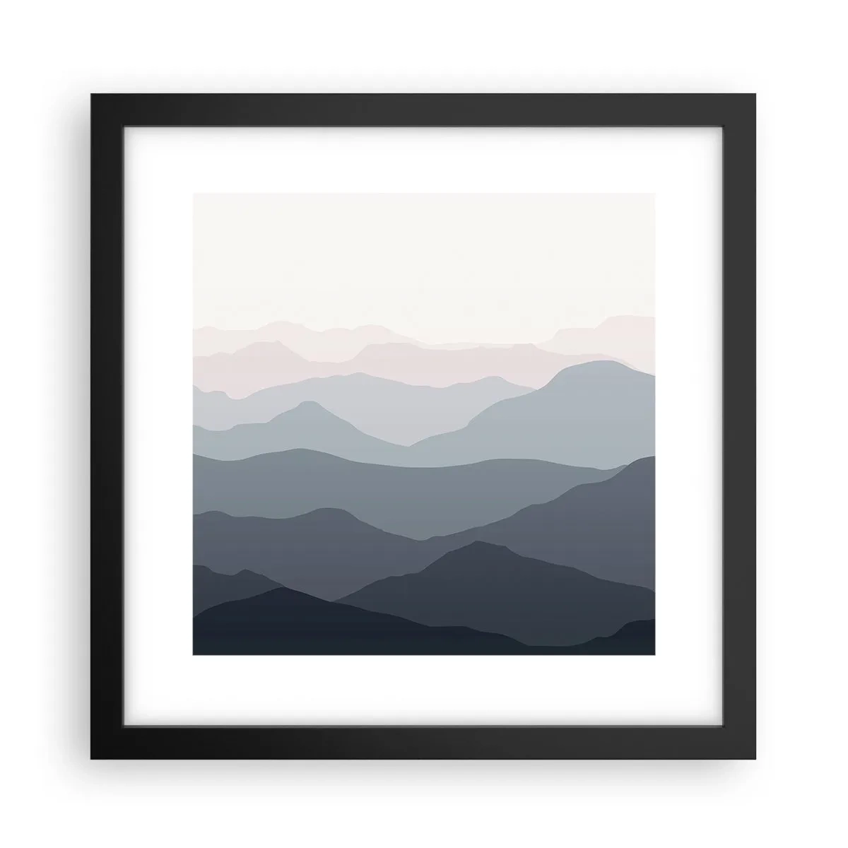 Plagát v čiernom ráme - Vlny hôr - 30x30 cm