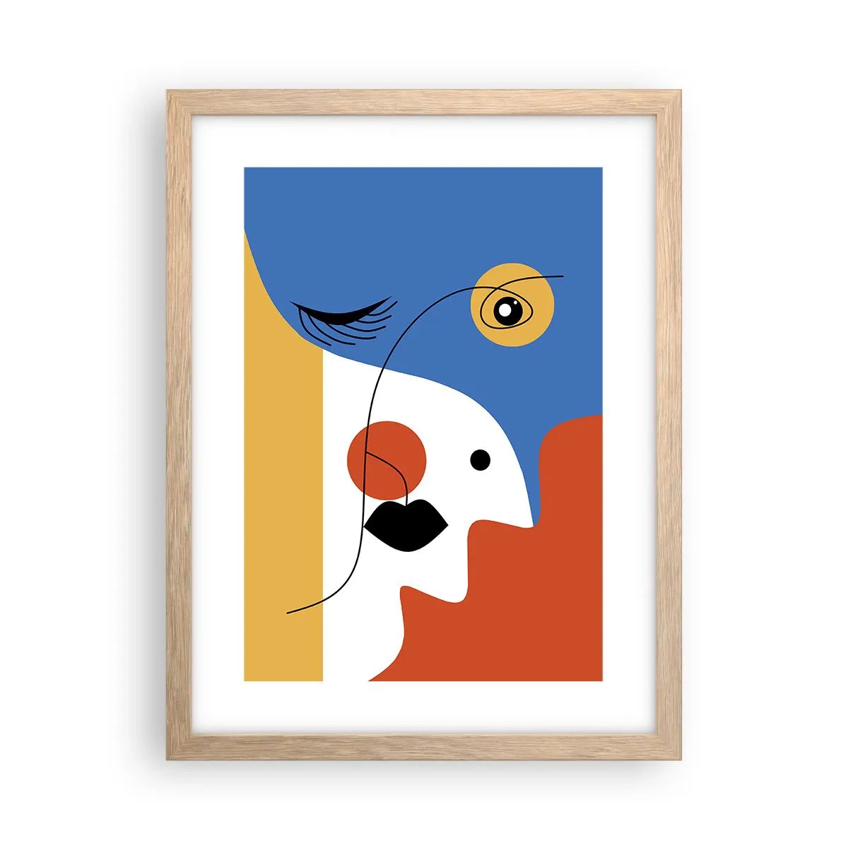 Plagát v ráme zo svetlého duba - Zdeformovaný portrét - 30x40 cm