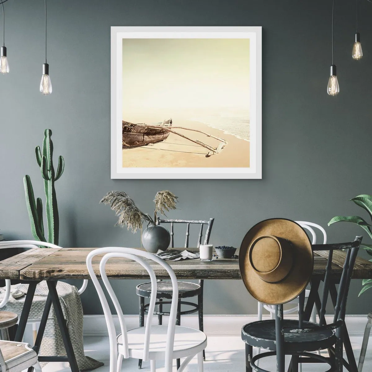 Plagát v bielom ráme - Spomienka na južné more - 30x30 cm