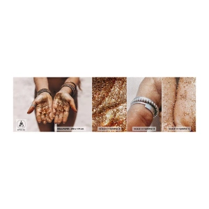 Vzorka fototapety Premium Canvas - Darček pre teba - Dámske ruky, Boho, Zlato - 100x30 cm