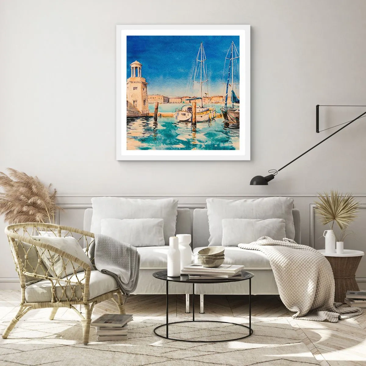 Plagát v bielom ráme - Slnečná lagúna - 60x60 cm