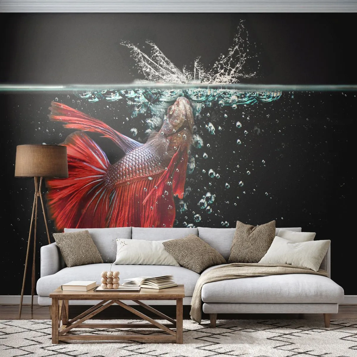 Samolepiaca Fototapeta Deluxe Sticker - Máš tri priania - Abstrakcia, Akvárium, Ryby - 250x175 cm