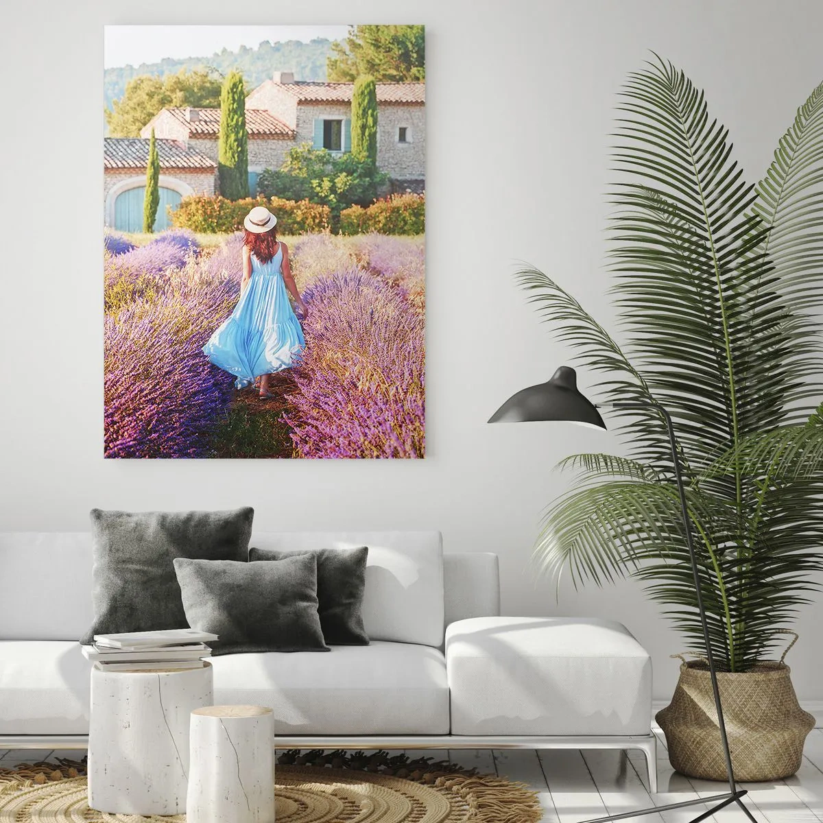 Obraz na skle - Levanduľové dievča - 50x70 cm
