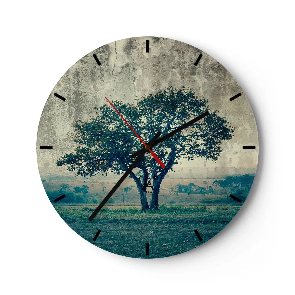 Nástenné hodiny - Osamelý strom na pozadí modrej krajiny - 30x30cm - Jabloň na modrom poli? - Moderná nástenná dekorácia do obývacej izby, kuchyne a spálne ARTTOR