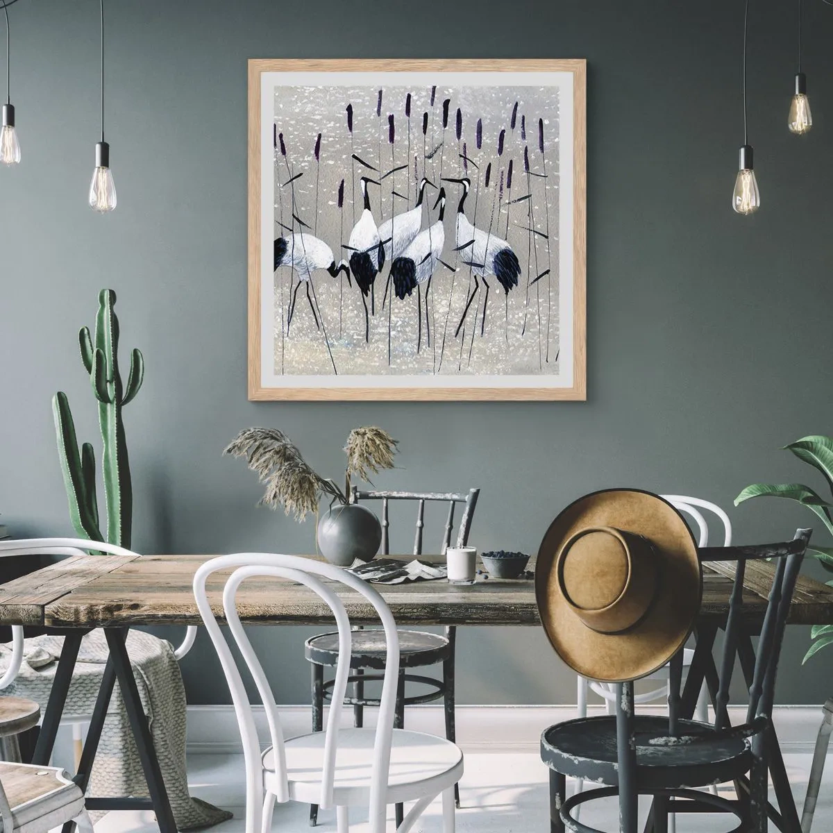 Plagát v ráme zo svetlého duba - Medzi svojimi - 40x40 cm