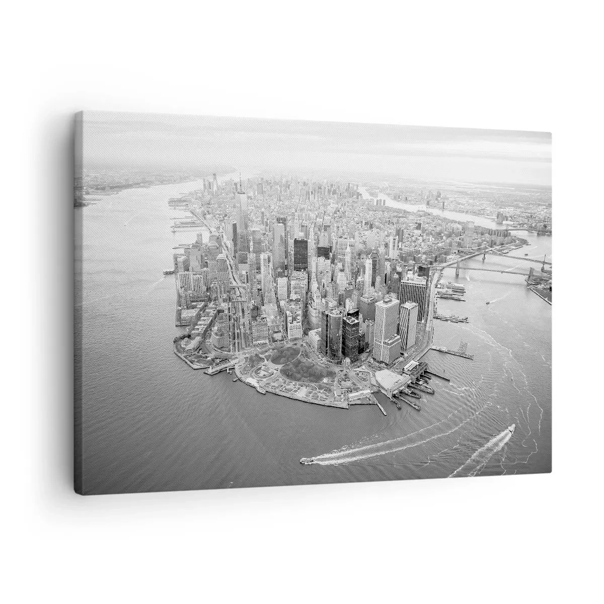 Obraz na plátne - Letecký pohľad na Manhattan v čiernobielej farbe - 70x50cm - Ako nemilovať? - Moderná nástenná dekorácia do obývacej izby a spálne ARTTOR