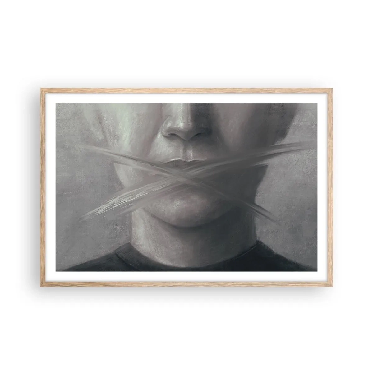 Plagát v ráme zo svetlého duba - Ani slovo - 91x61 cm